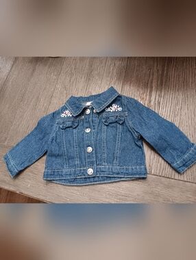 Girls Size 6 Month Denim Button-Front Jeans Jacket - Blue